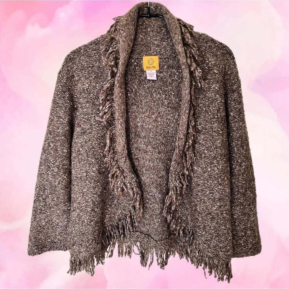 Ruby Rd. Mottled Fringe Knit Open Cardigan